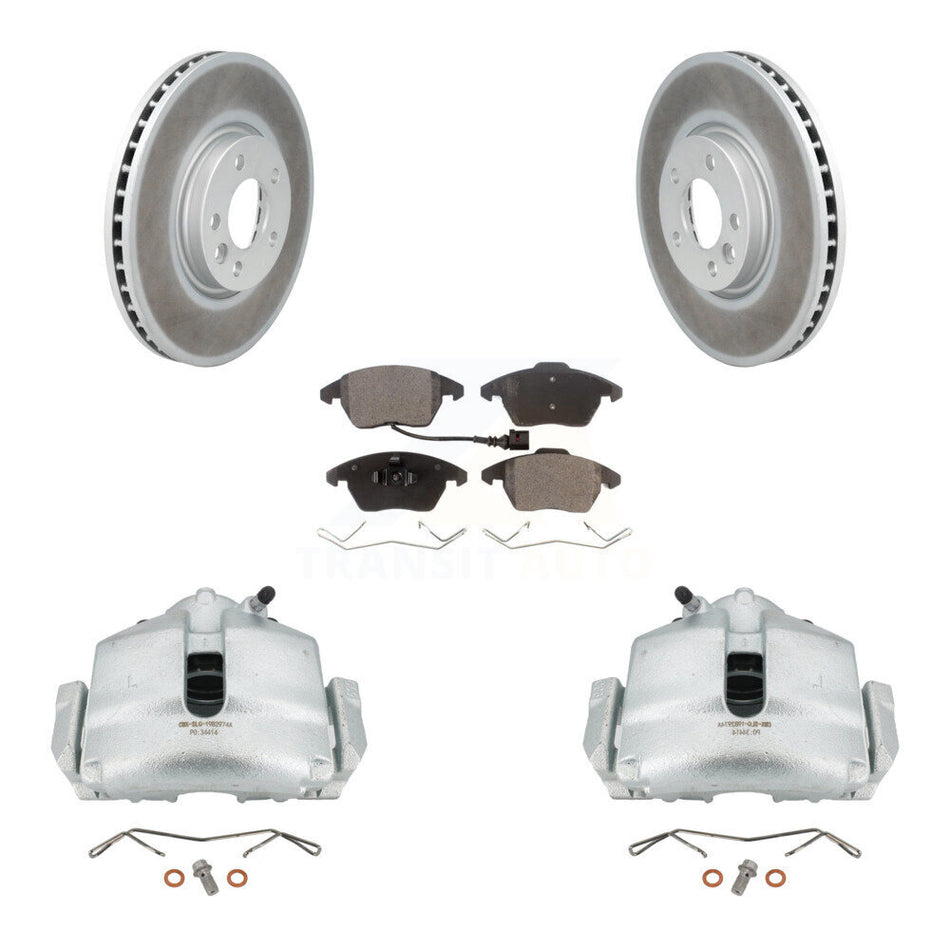Front Disc Brake Caliper Coated Rotors And Semi-Metallic Pads Kit For Volkswagen CC KCG-100448P