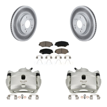 Front Disc Brake Caliper Coated Rotors And Ceramic Pads Kit For Honda Civic KCG-100449C