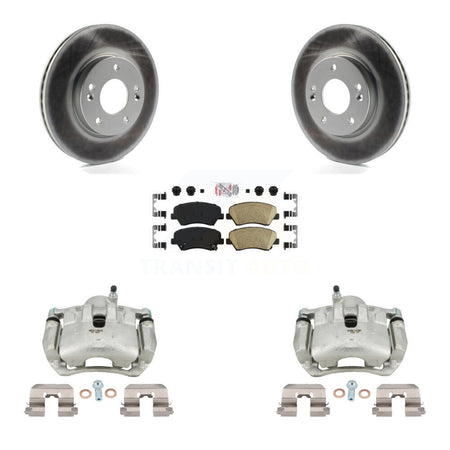 Front Brake Caliper Coat Rotor Ceramic Pad Kit For Hyundai Elantra GT Kia Forte Veloster KCG-100449N