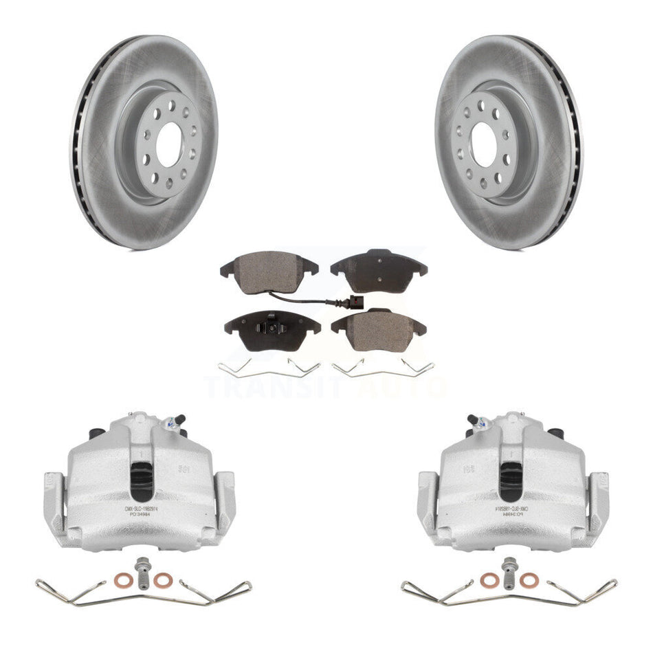 Front Brake Caliper Coat Rotor Semi-Metallic Pad Kit For Volkswagen Jetta Rabbit Golf A3 KCG-100449P