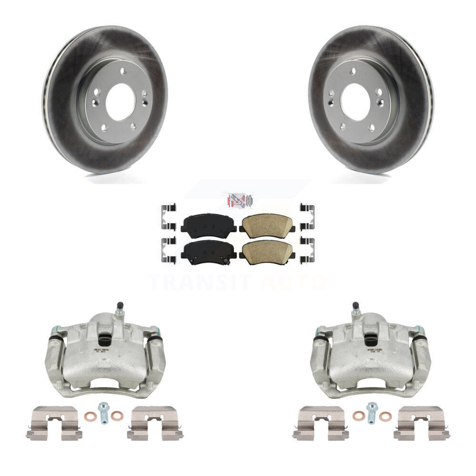Front Brake Caliper Coat Rotor Ceramic Pad Kit For Hyundai Elantra GT Kia Forte Veloster KCG-100450N