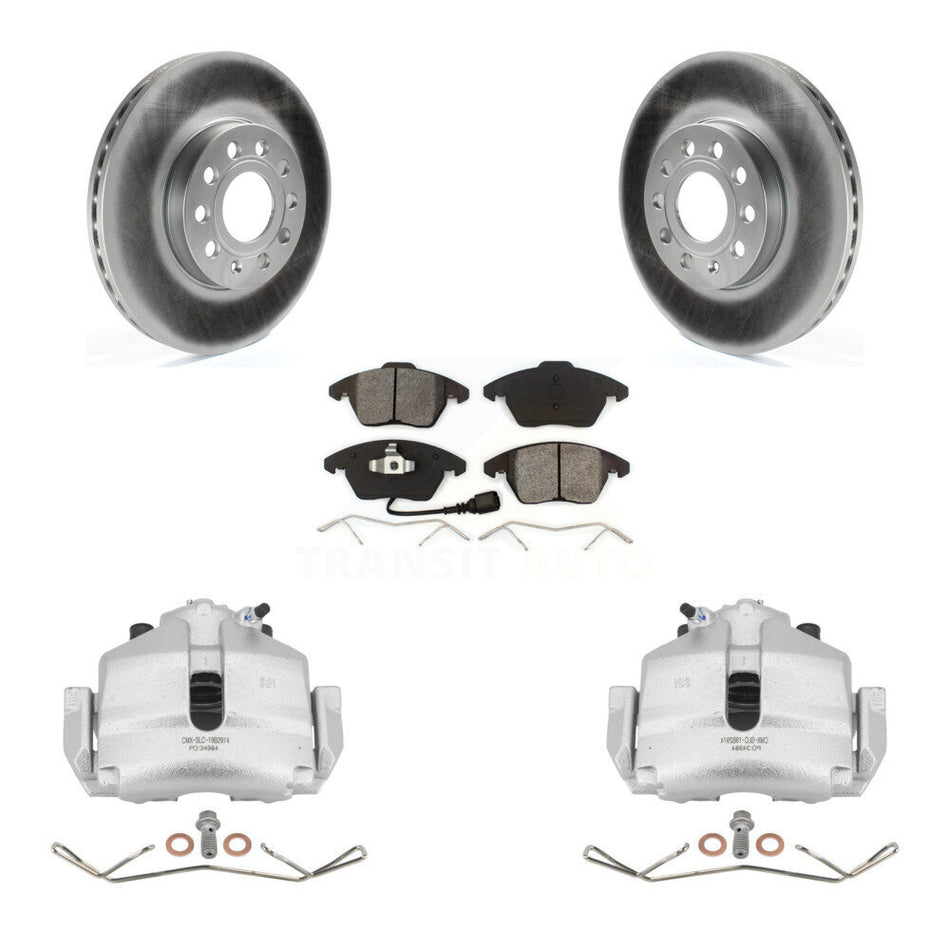Front Brake Caliper Coat Rotor Semi-Metallic Pad Kit For Volkswagen Jetta Golf Beetle A3 KCG-100452S