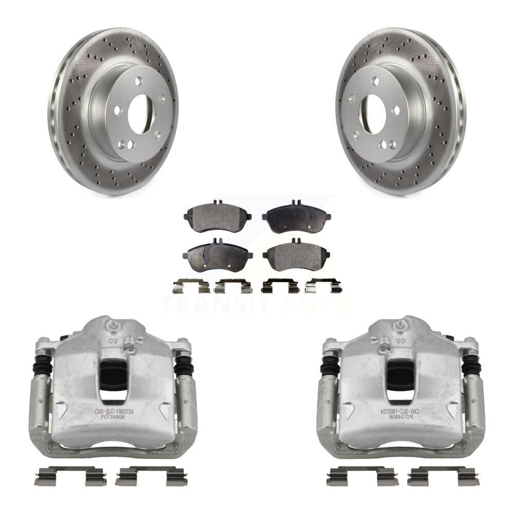 Front Disc Brake Caliper Coated Rotors And Ceramic Pads Kit For Mercedes-Benz C250 KCG-100452T