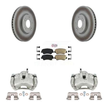 Front Disc Brake Caliper Coated Rotors And Ceramic Pads Kit For Kia Forte KCG-100453N