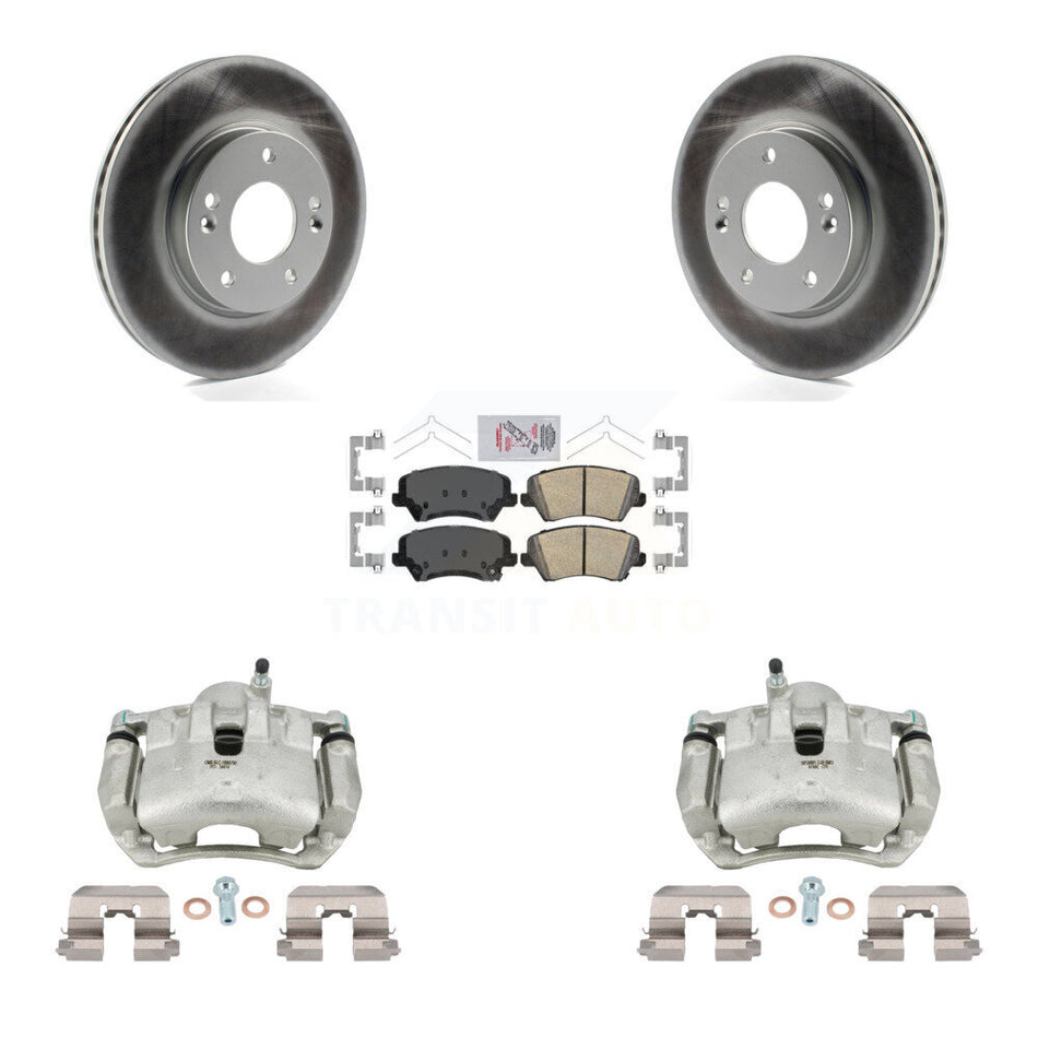 Front Brake Caliper Coat Rotor & Ceramic Pad Kit For Kia Forte Hyundai Elantra GT Forte5 KCG-100454N