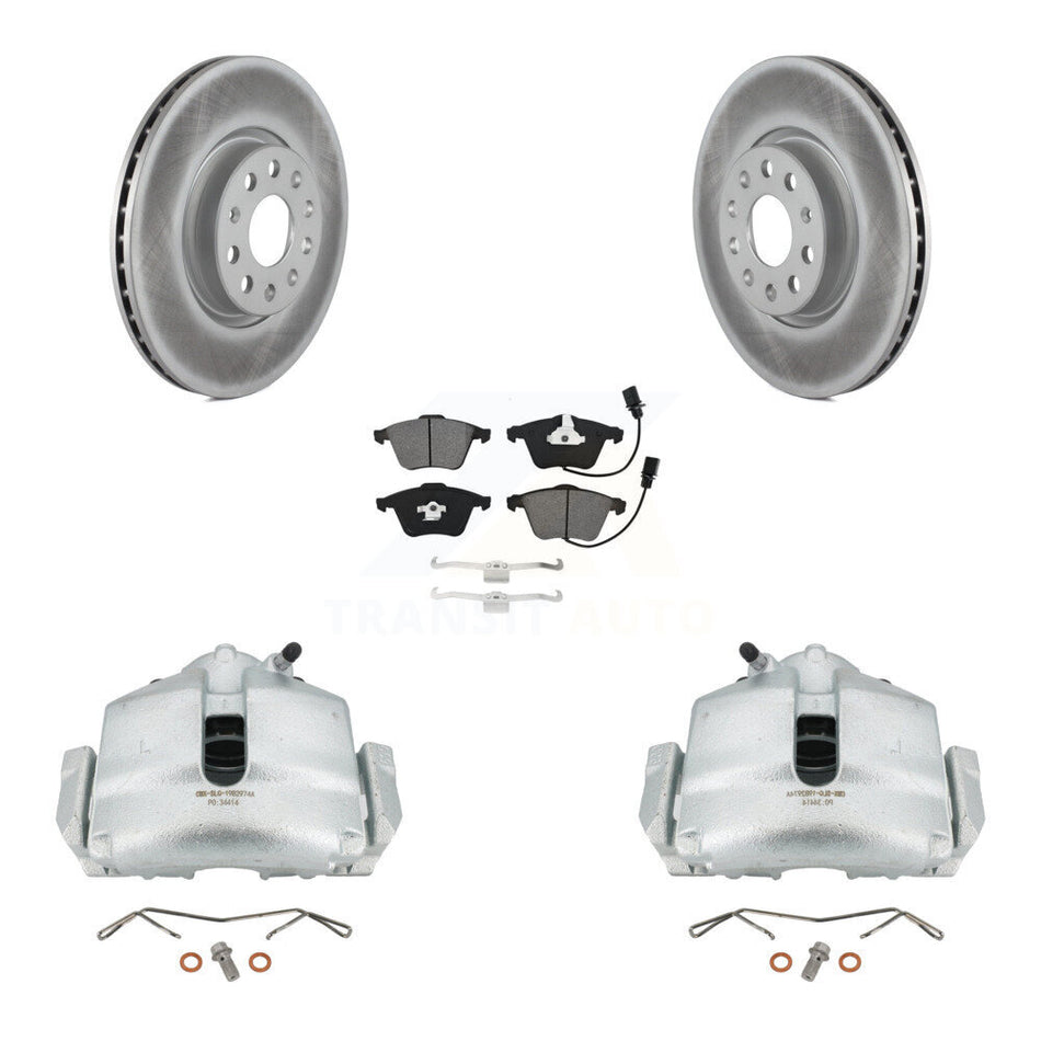 Front Disc Brake Caliper Coat Rotors & Semi-Metallic Pad Kit For 2010 Volkswagen CC 3.6L KCG-100454S