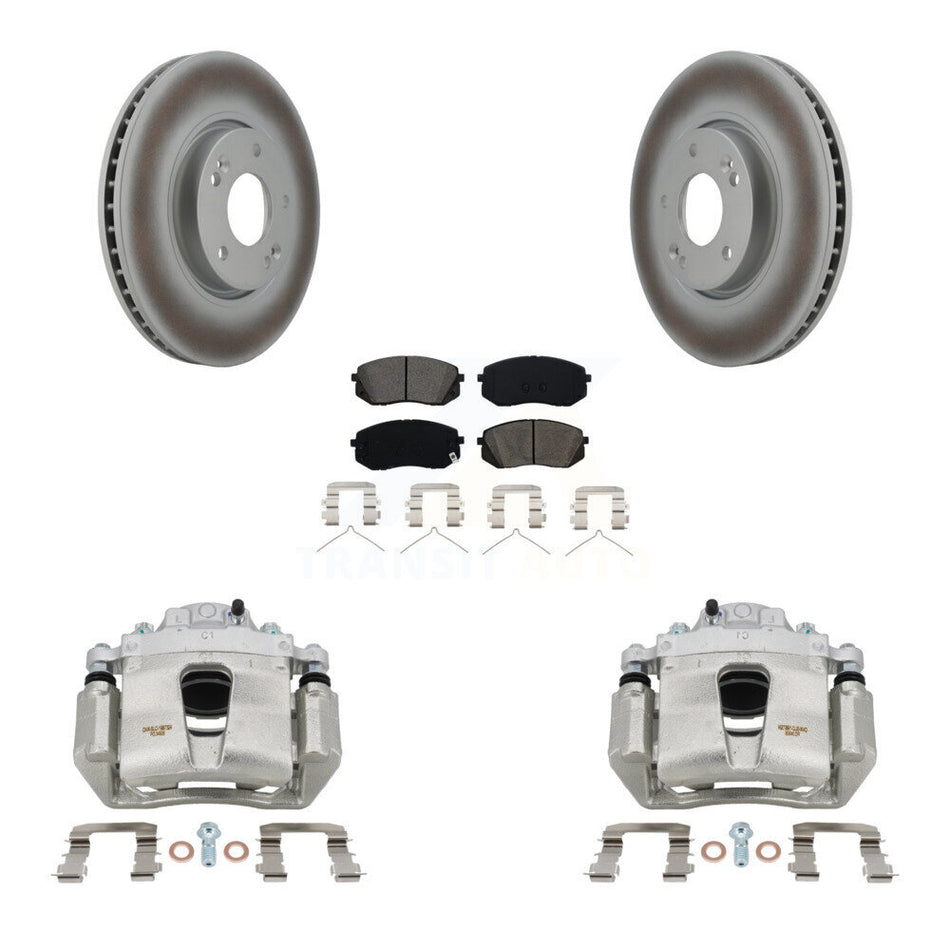 Front Disc Brake Caliper Coated Rotors And Semi-Metallic Pads Kit For Hyundai Sonata KCG-100457S