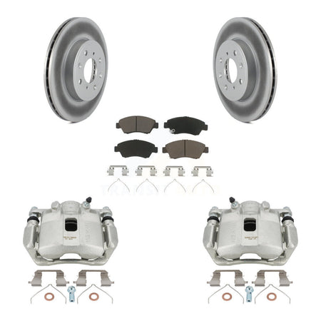 Front Disc Brake Caliper Coated Rotors And Ceramic Pads Kit For 2015-2020 Honda Fit KCG-100458C