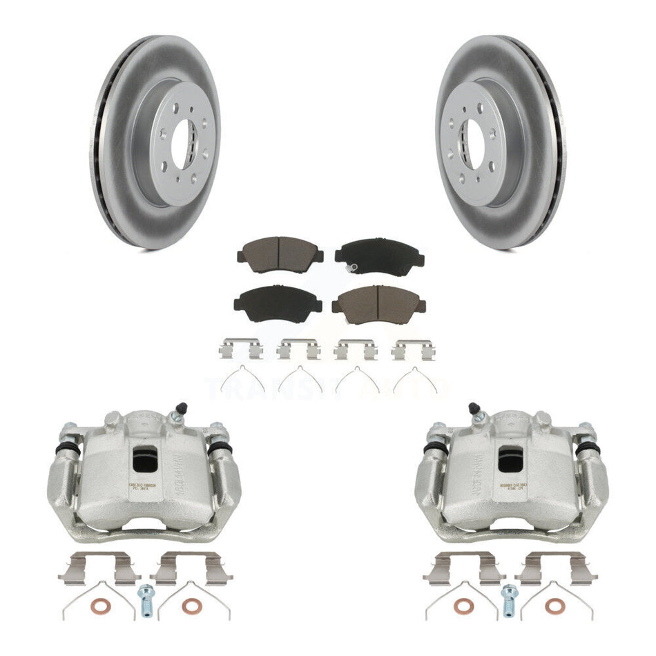 Front Disc Brake Caliper Coated Rotors And Ceramic Pads Kit For 2015-2020 Honda Fit KCG-100458C