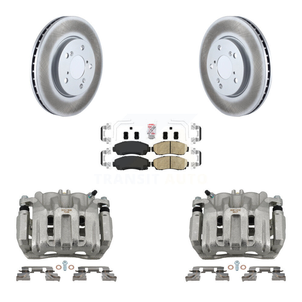 Front Disc Brake Caliper Coated Rotors And Ceramic Pads Kit For 2005-2010 Honda Odyssey KCG-100458N