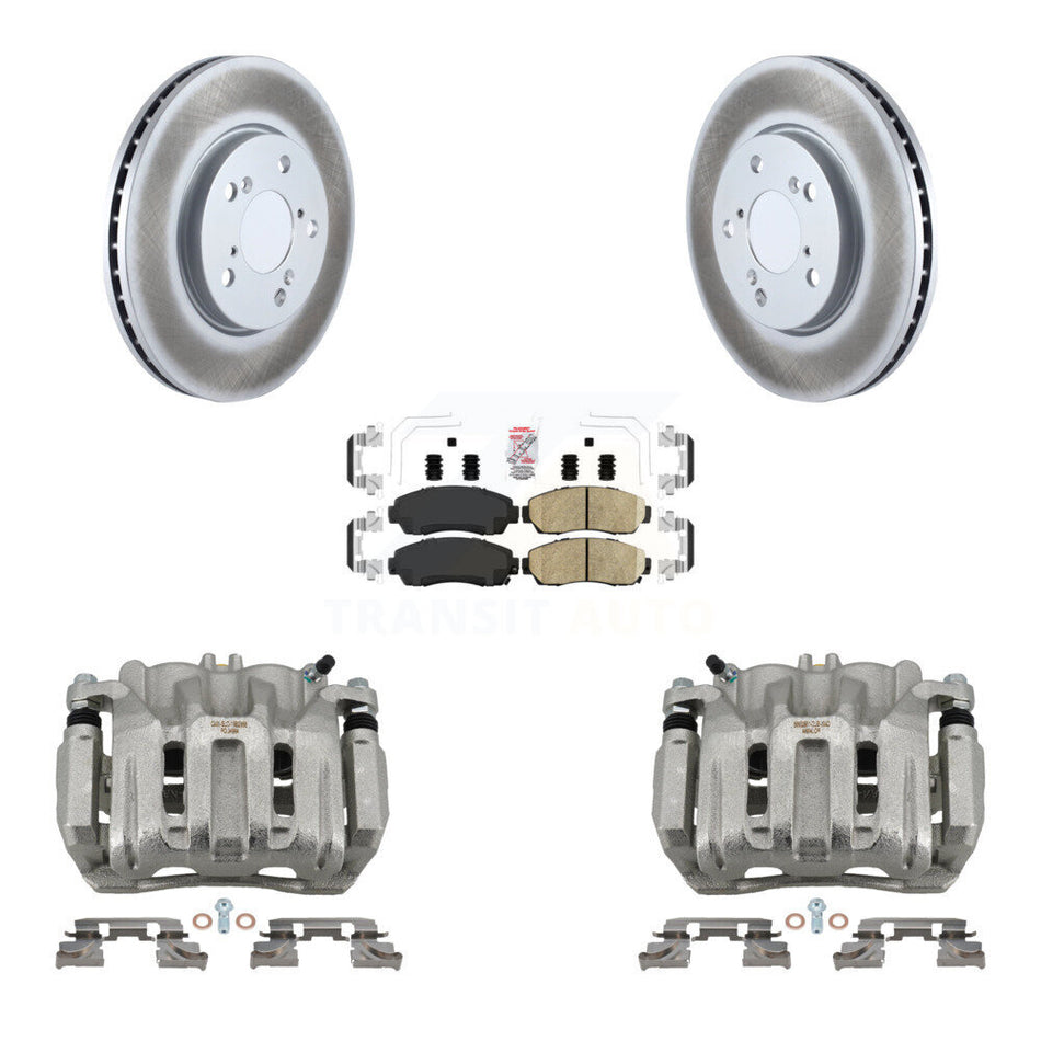 Front Disc Brake Caliper Coated Rotors And Ceramic Pads Kit For 2005-2010 Honda Odyssey KCG-100458N