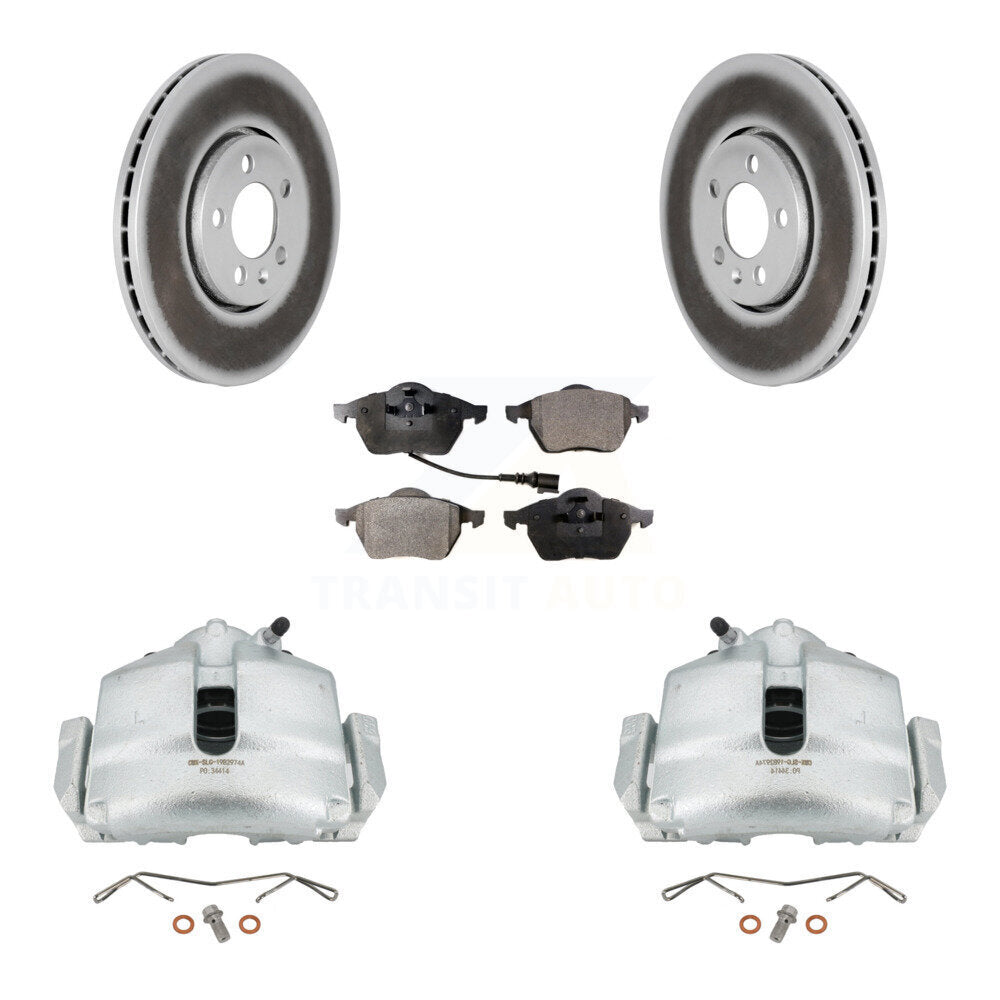 Front Disc Brake Caliper Coat Rotor Semi-Metallic Pad Kit For 2006 Volkswagen Jetta 2.0L KCG-100459P
