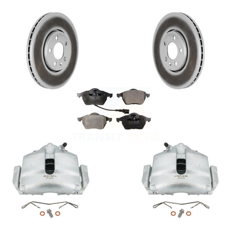 Front Disc Brake Caliper Coat Rotor Semi-Metallic Pad Kit For 2006 Volkswagen Jetta 2.0L KCG-100459P