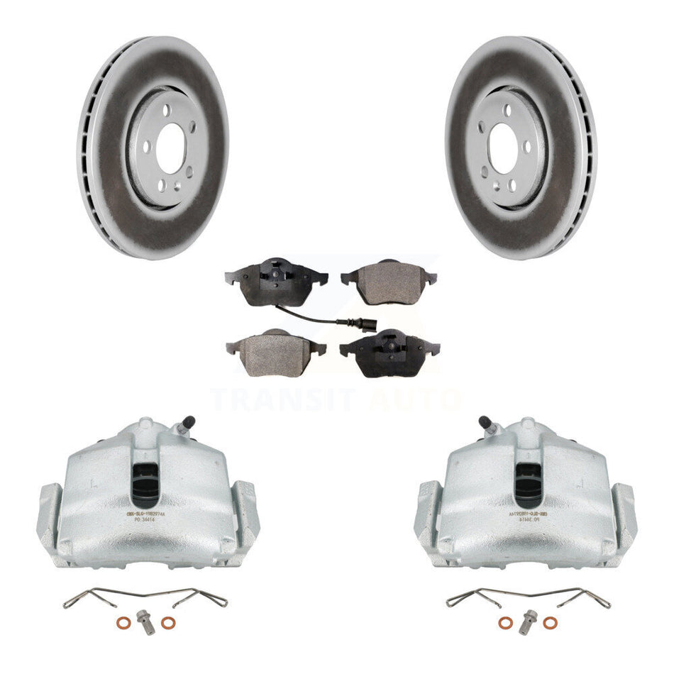 Front Disc Brake Caliper Coat Rotor Semi-Metallic Pad Kit For 2006 Volkswagen Jetta 2.0L KCG-100459P