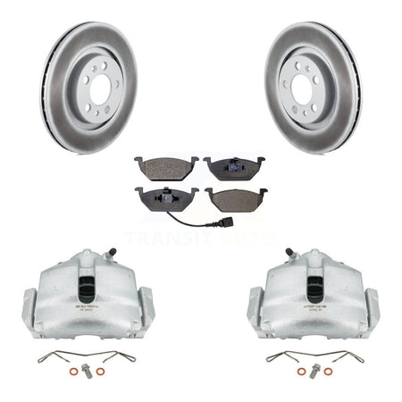 Front Disc Brake Caliper Coat Rotor Semi-Metallic Pad Kit For 2006 Volkswagen Jetta 2.0L KCG-100460P