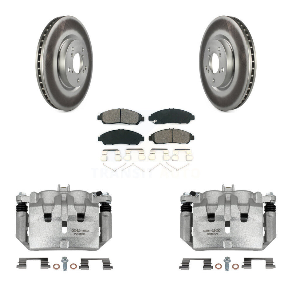 Front Disc Brake Caliper Coated Rotors And Semi-Metallic Pads Kit For Acura MDX ZDX KCG-100461S