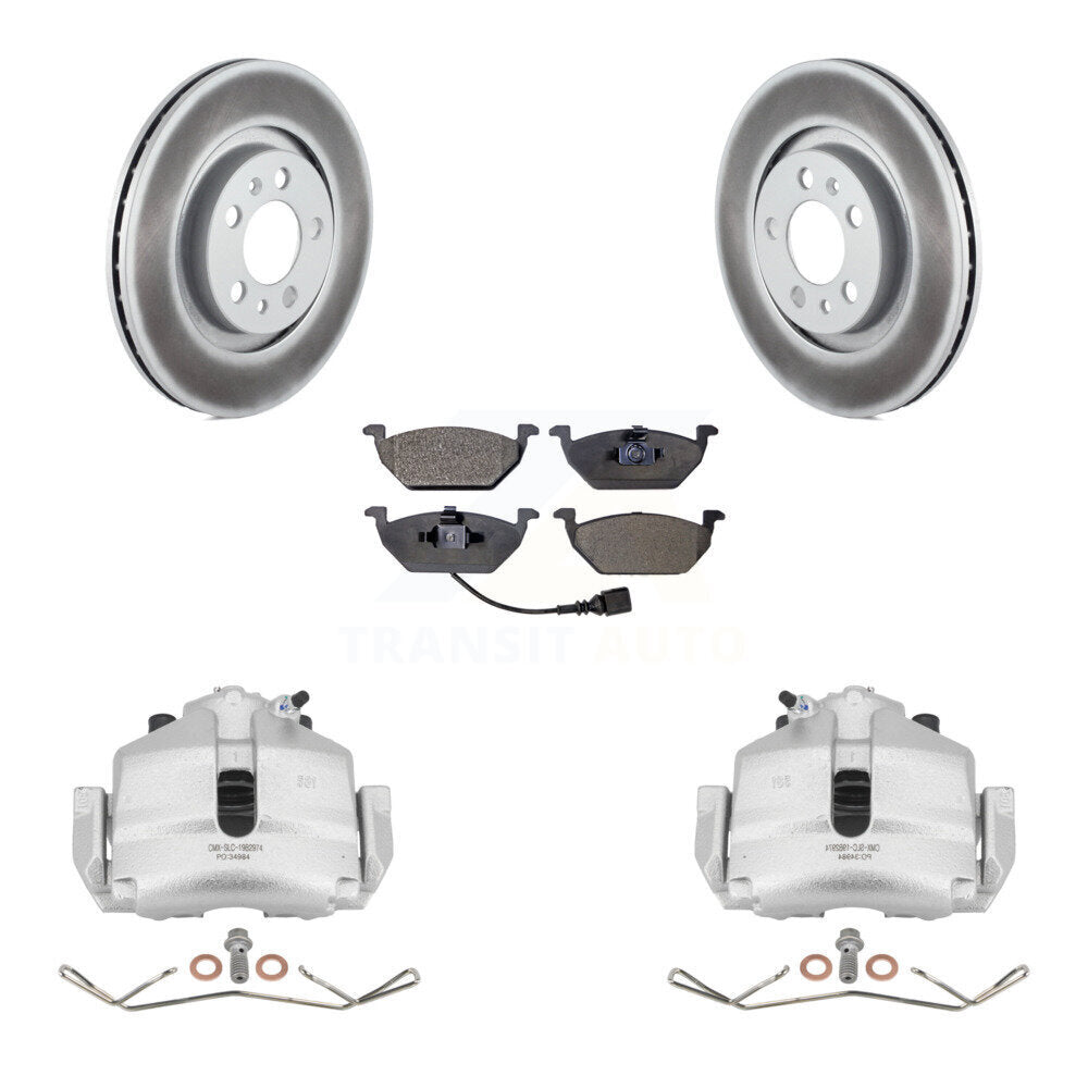 Front Brake Caliper Coat Rotor Semi-Metallic Pad Kit For 2006 Volkswagen Jetta 2.5L/1.9L KCG-100462P
