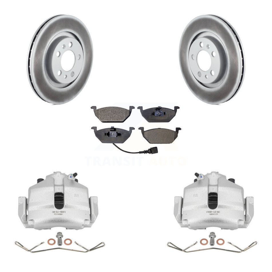 Front Brake Caliper Coat Rotor Semi-Metallic Pad Kit For 2006 Volkswagen Jetta 2.5L/1.9L KCG-100462P