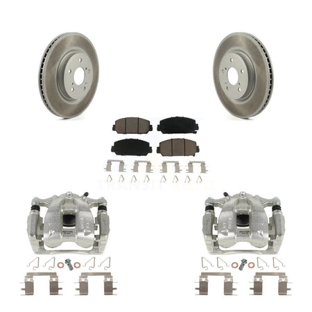 Front Disc Brake Caliper Coated Rotors And Ceramic Pads Kit For Honda CR-V KCG-100463C