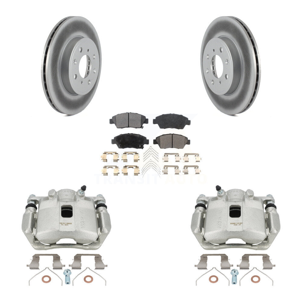 Front Disc Brake Caliper Coated Rotors And Ceramic Pads Kit For 2015-2020 Honda Fit KCG-100463T