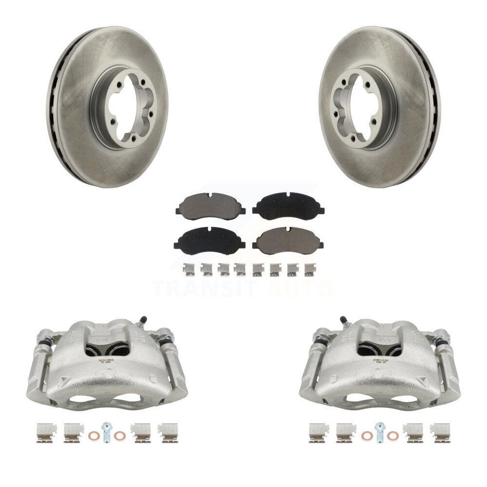 Front Disc Brake Caliper Coated Rotors And Ceramic Pads Kit For Ford Transit-350 HD KCG-100465C