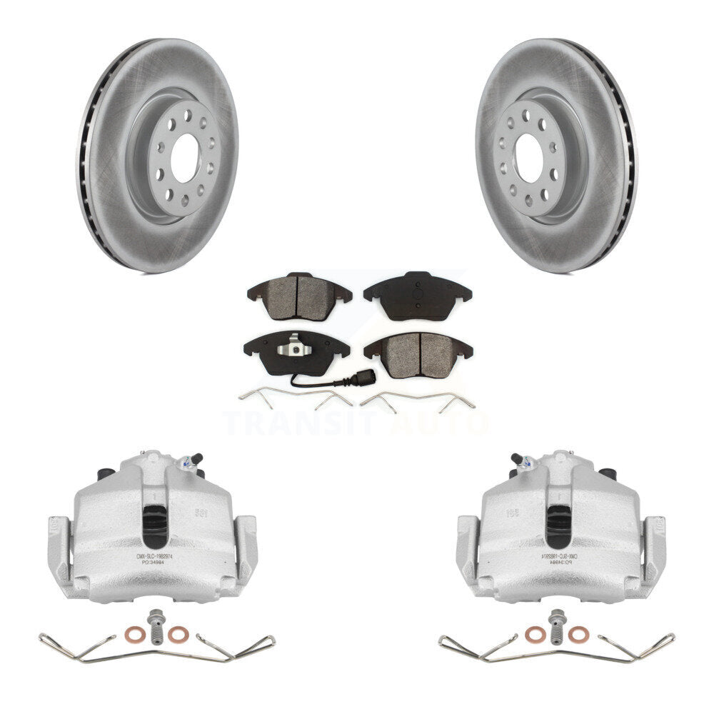 Front Brake Caliper Coat Rotor Semi-Metallic Pad Kit For Volkswagen Jetta Rabbit Golf A3 KCG-100465S
