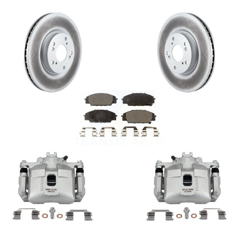 Front Brake Caliper Coat Rotors Semi-Metallic Pad Kit For 06-11 Honda Civic Si with 2.0L KCG-100466P