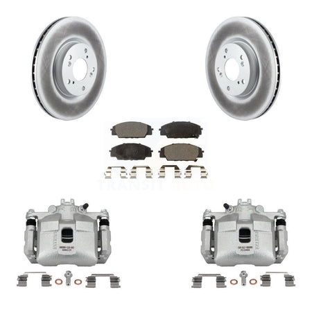 Front Brake Caliper Coat Rotors Semi-Metallic Pad Kit For 06-11 Honda Civic Si with 2.0L KCG-100466P