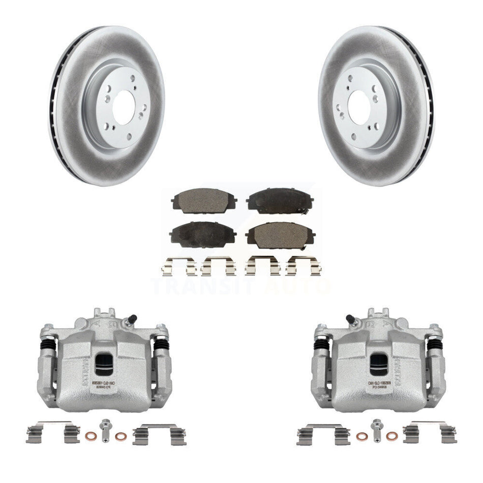 Front Brake Caliper Coat Rotors Semi-Metallic Pad Kit For 06-11 Honda Civic Si with 2.0L KCG-100466P