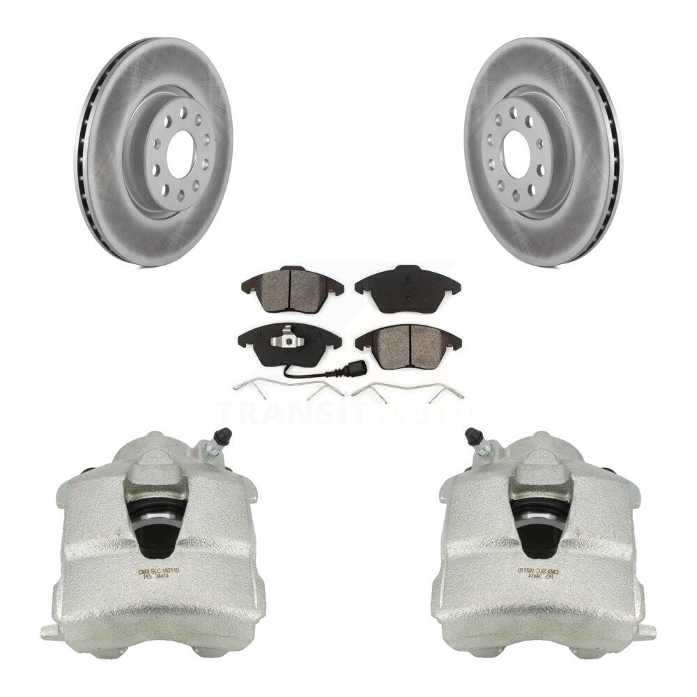 Front Disc Brake Caliper Coated Rotors And Semi-Metallic Pads Kit For Volkswagen Jetta KCG-100466S