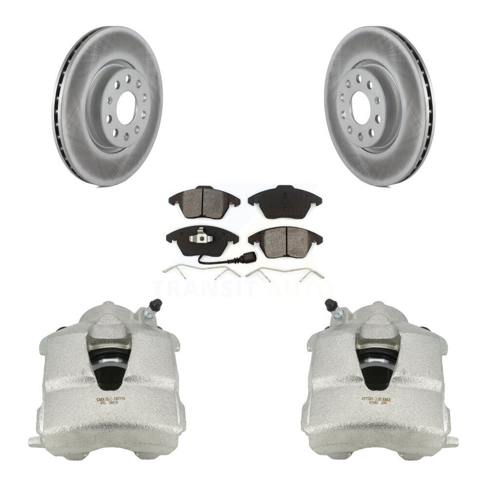 Front Disc Brake Caliper Coated Rotors And Semi-Metallic Pads Kit For Volkswagen Jetta KCG-100466S