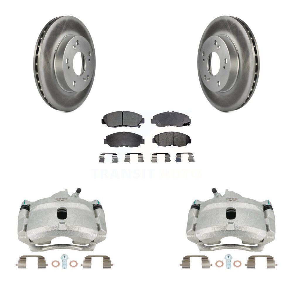 Front Disc Brake Caliper Coated Rotors And Semi-Metallic Pads Kit For Honda Civic KCG-100467P