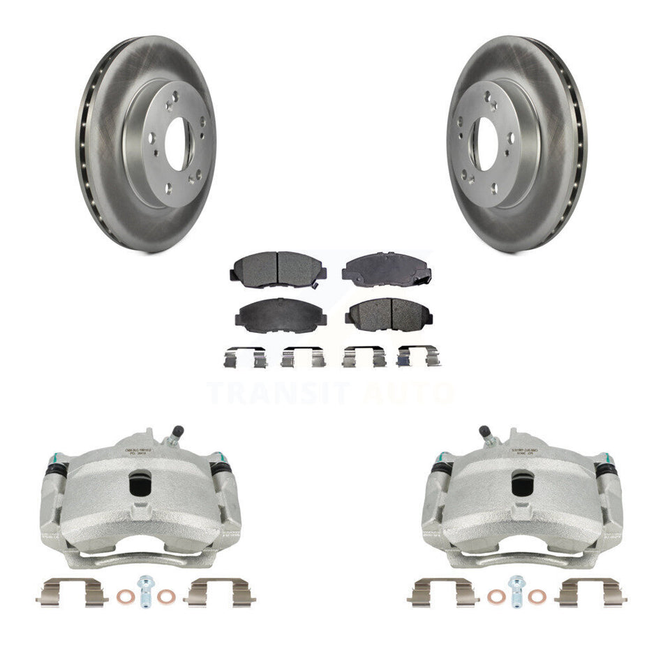 Front Disc Brake Caliper Coated Rotors And Semi-Metallic Pads Kit For Honda Civic KCG-100467P
