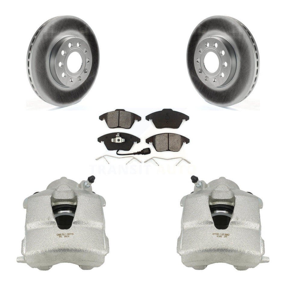 Front Disc Brake Caliper Coated Rotors And Semi-Metallic Pads Kit For Volkswagen Jetta KCG-100467S