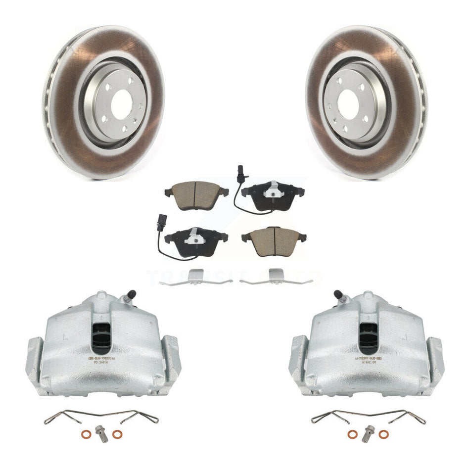 Front Disc Brake Caliper Coated Rotors And Ceramic Pads Kit For Audi TT Quattro KCG-100468C