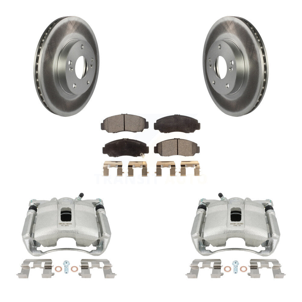 Front Disc Brake Caliper Coat Rotors And Semi-Metallic Pad Kit For Honda Civic Acura CSX KCG-100468P