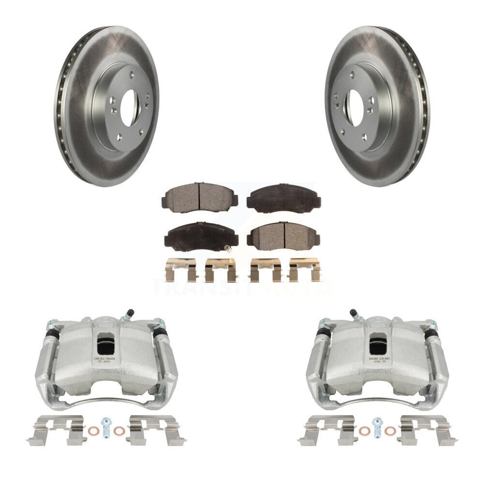 Front Disc Brake Caliper Coat Rotors And Semi-Metallic Pad Kit For Honda Civic Acura CSX KCG-100468P