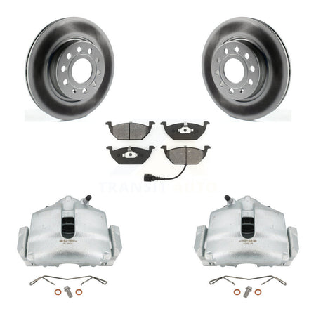 Front Disc Brake Caliper Coated Rotors And Semi-Metallic Pads Kit For Volkswagen Jetta KCG-100468S