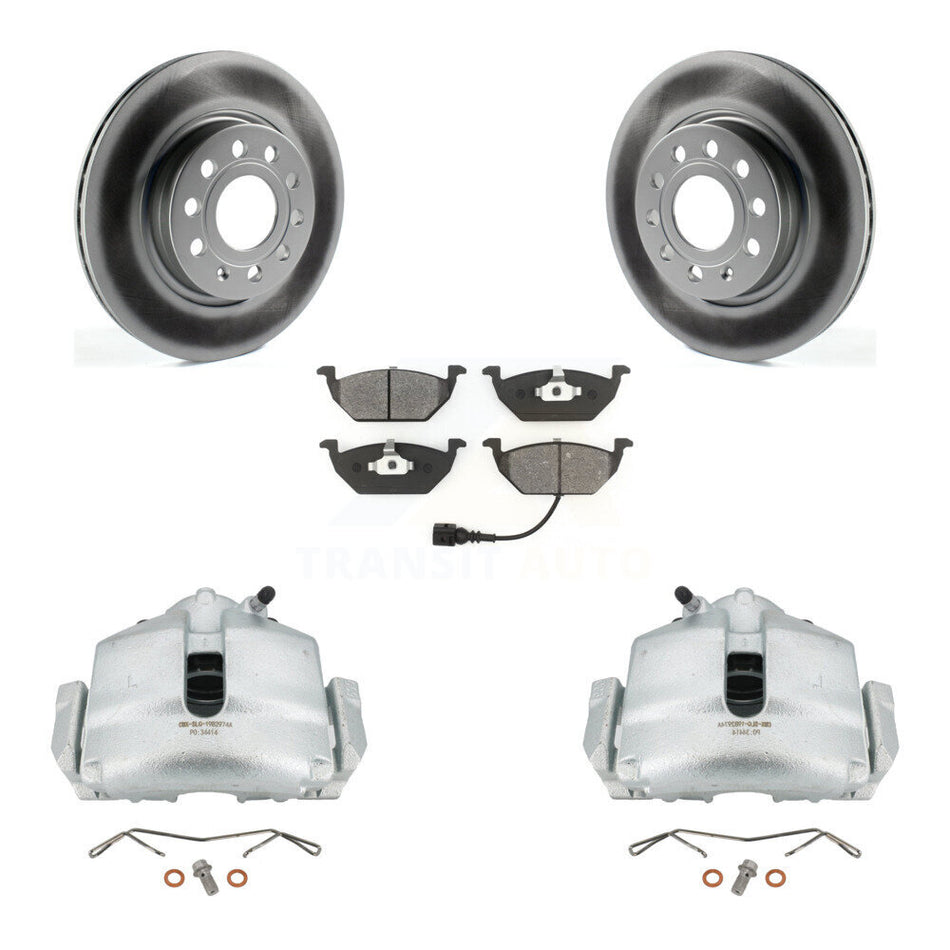 Front Disc Brake Caliper Coated Rotors And Semi-Metallic Pads Kit For Volkswagen Jetta KCG-100468S