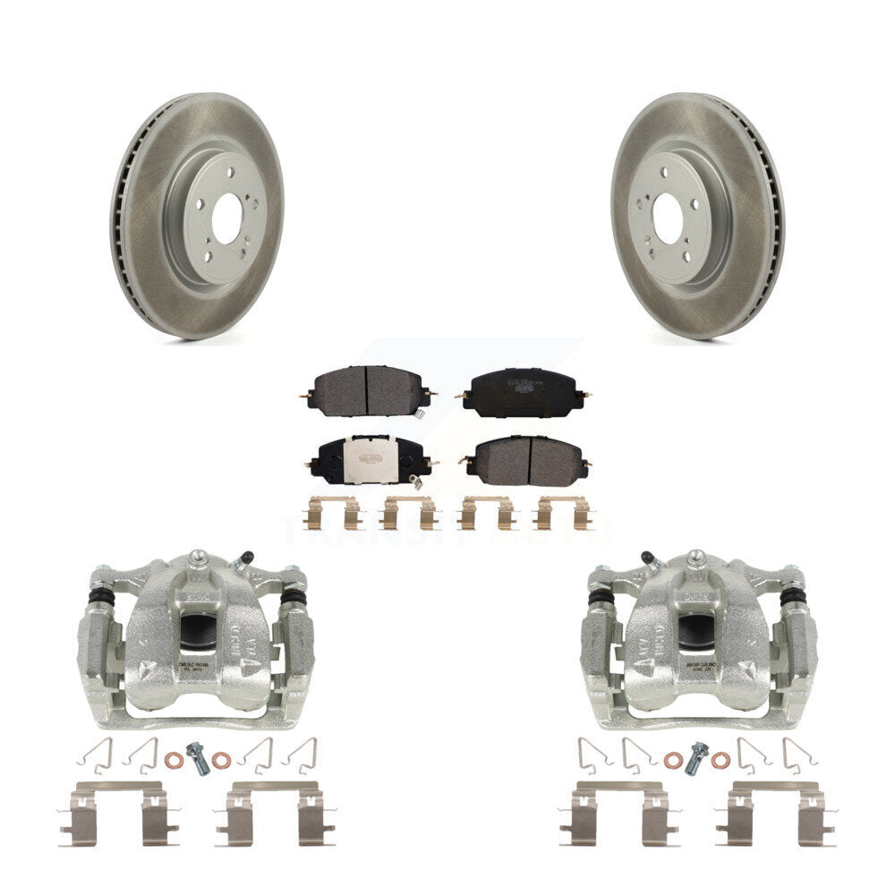 Front Disc Brake Caliper Coated Rotors And Ceramic Pads Kit For Honda CR-V KCG-100468T