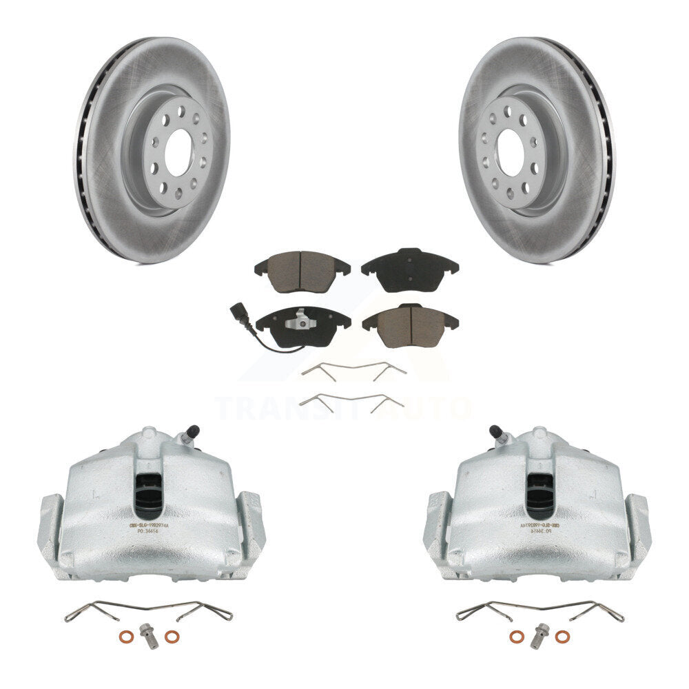 Front Brake Caliper Coat Rotors Ceramic Pad Kit For Volkswagen Jetta Beetle GTI Audi Eos KCG-100469C