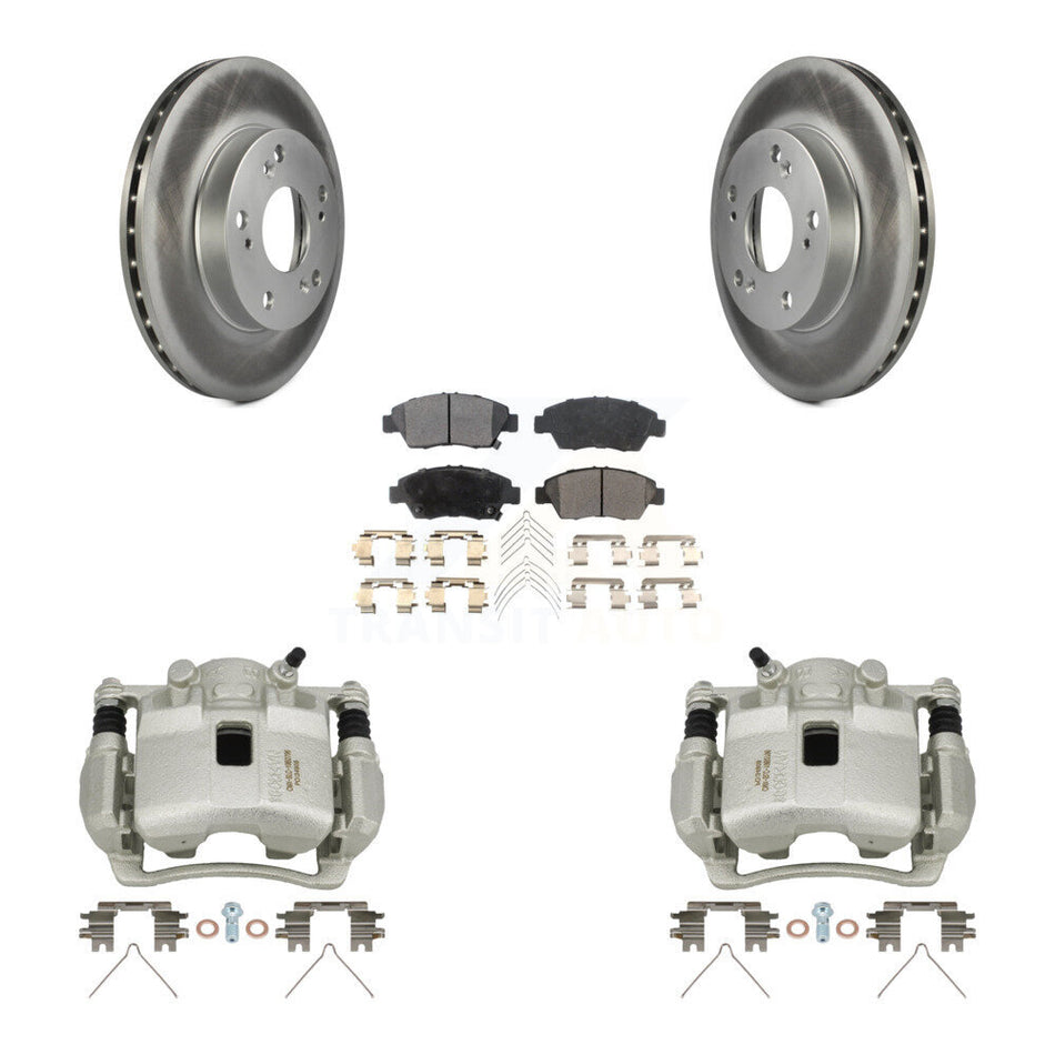 Front Disc Brake Caliper Coated Rotors And Semi-Metallic Pads Kit For Honda Civic KCG-100469P
