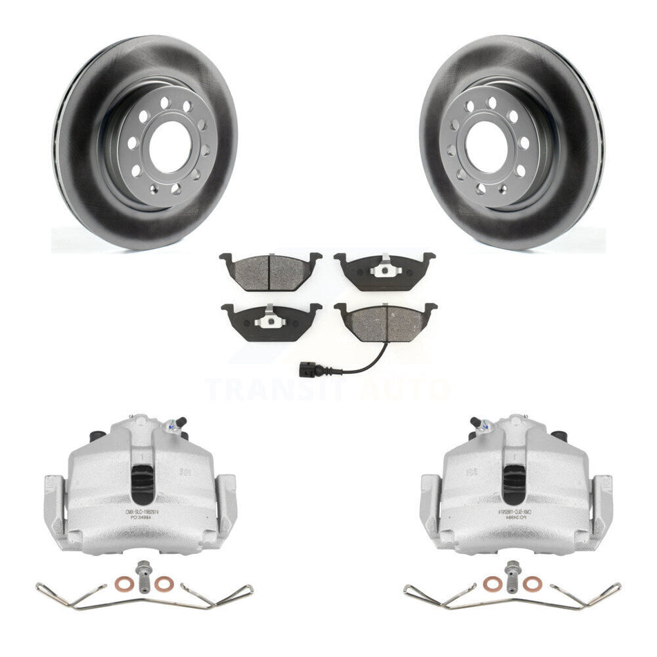Front Disc Brake Caliper Coated Rotors And Semi-Metallic Pads Kit For Volkswagen Jetta KCG-100469S