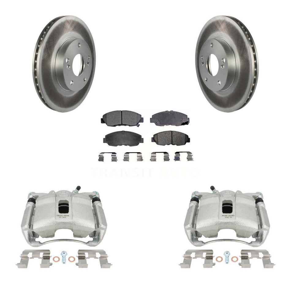 Front Brake Caliper Coat Rotor & Semi-Metallic Pad Kit For 2011 Honda Civic GX with 1.8L KCG-100470P
