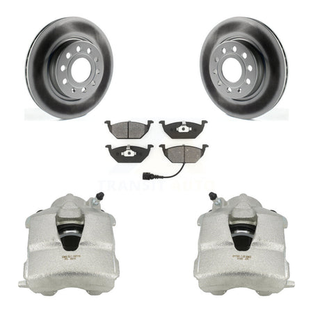 Front Disc Brake Caliper Coated Rotors And Semi-Metallic Pads Kit For Volkswagen Jetta KCG-100470S