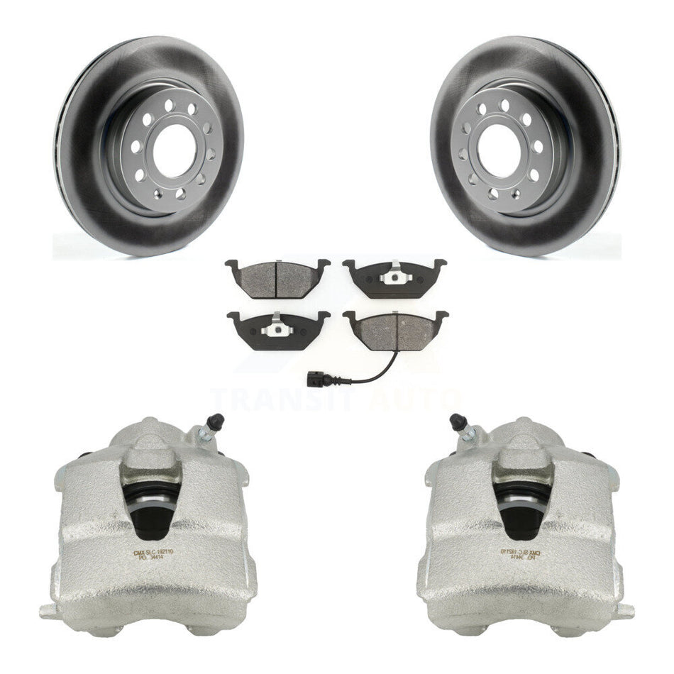 Front Disc Brake Caliper Coated Rotors And Semi-Metallic Pads Kit For Volkswagen Jetta KCG-100470S