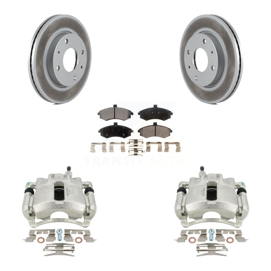 Front Disc Brake Caliper Coated Rotors And Semi-Metallic Pads Kit For Hyundai Elantra KCG-100471P