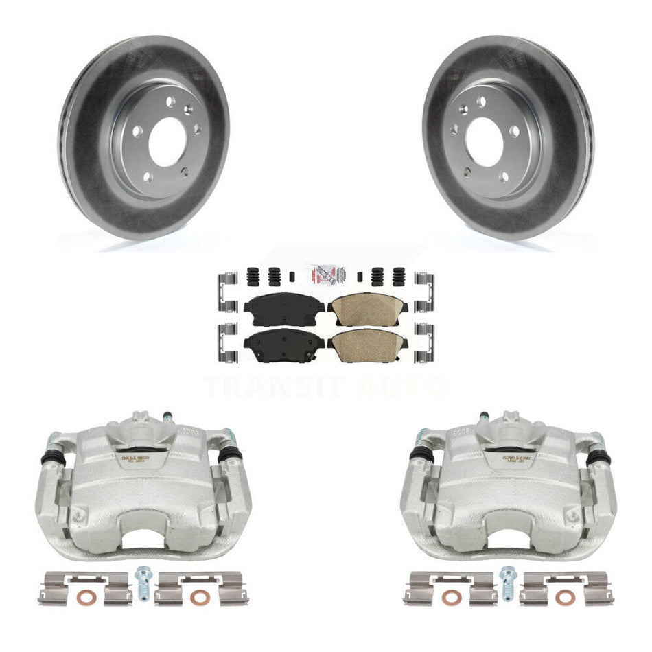 Front Disc Brake Caliper Coated Rotors And Ceramic Pads Kit For Chevrolet Cruze Buick Verano Volt Orlando KCG-100473N by Transit Auto