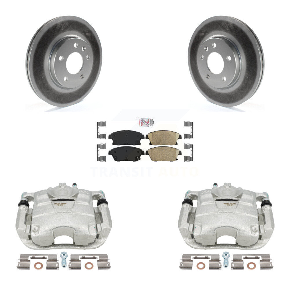 Front Disc Brake Caliper Coated Rotors And Ceramic Pads Kit For Chevrolet Cruze Buick Verano Volt Orlando KCG-100474N by Transit Auto