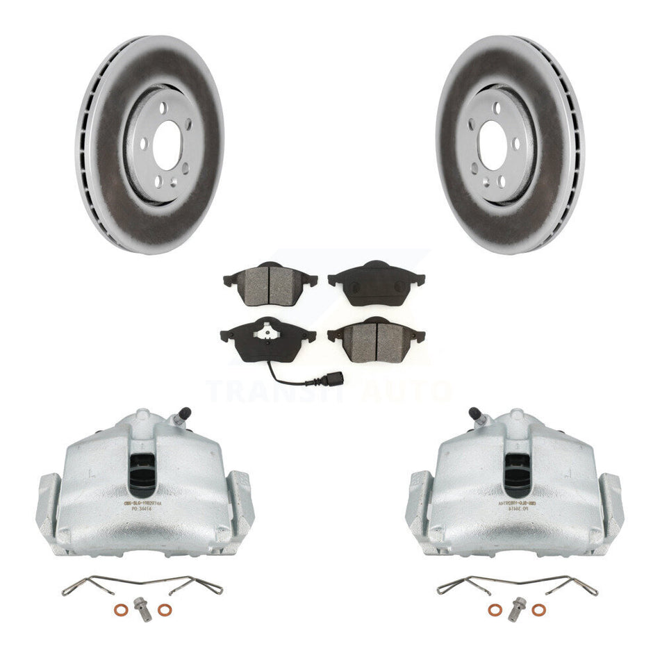 Front Disc Brake Caliper Coat Rotor Semi-Metallic Pad Kit For 2006 Volkswagen Jetta 2.0L KCG-100474S